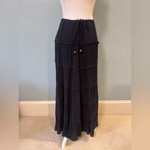 Oliviaceous Tiered Maxi Skirt with Beaded Drawstring Tie - NWT - size Small